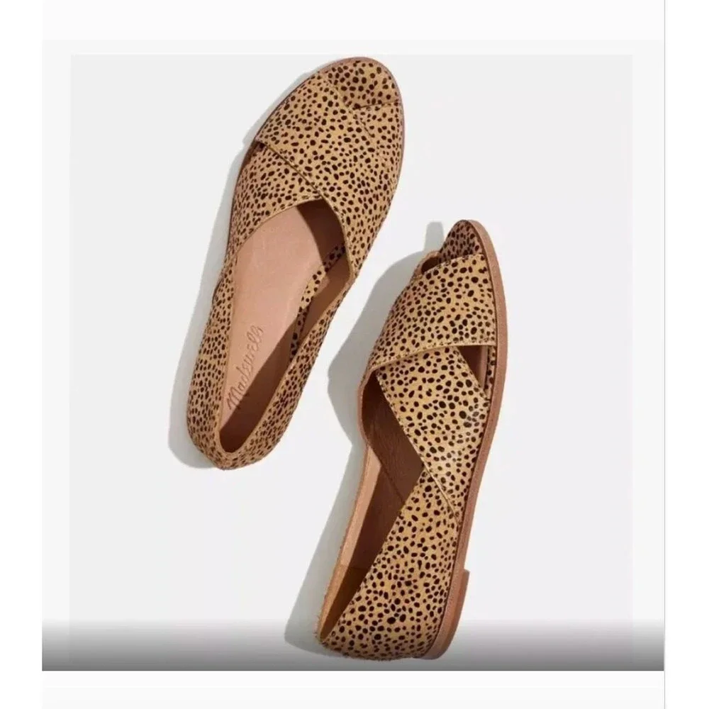 Madewell The Blaine CrissCross Spotted Calf Hair Leather Flats Women's 7 1/2